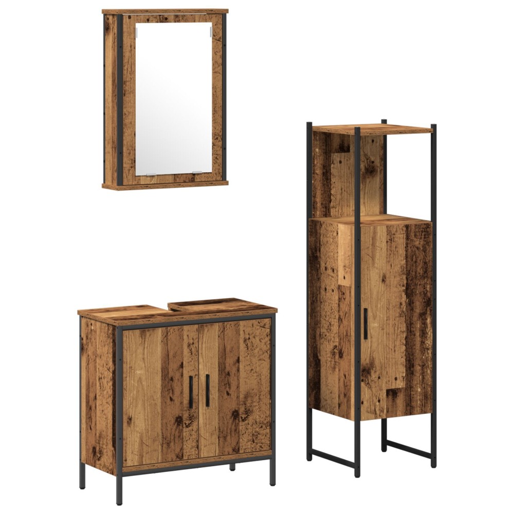 vidaXL Set de mobilier pentru baie 3 pcs Maro 33 x 33 x 120.5 cm