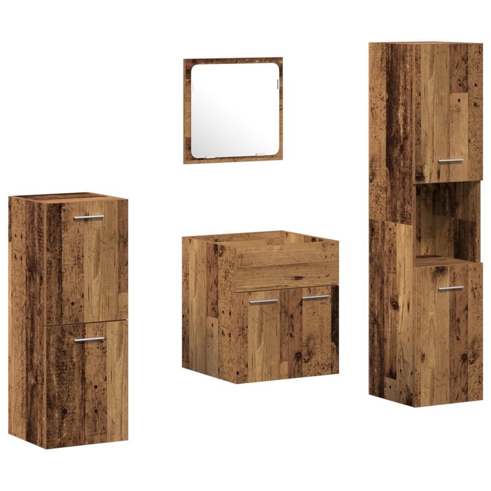 vidaXL Set de Mobilă pentru Baie 4 pcs Lemn Vechi 30 x 30 x 130 cm