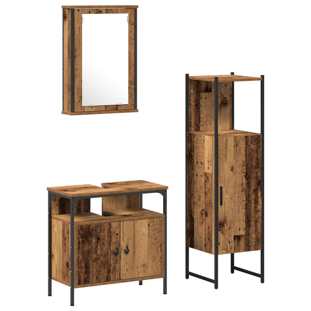 vidaXL Set de mobilier pentru baie 3 pcs Maro 33 x 33 x 120.5 cm