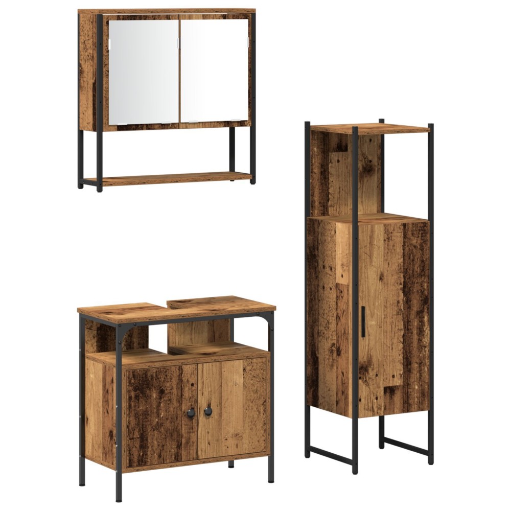 vidaXL Set de mobilier pentru baie 3 pcs Maro 33 x 33 x 120.5 cm