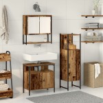 vidaXL Set de mobilier pentru baie 3 pcs Maro 33 x 33 x 120.5 cm vidaXL Set de mobilier pentru baie 3 pcs Maro 33 x 33 x 120.5 cm