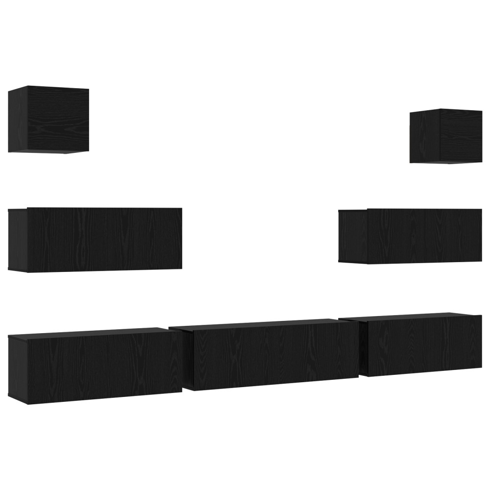 vidaXL Set Dulap TV 7 pcs Stejar negru 100 x 30 x 30 cm Lemn compozit