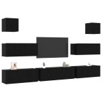 vidaXL Set Dulap TV 7 pcs Stejar negru 100 x 30 x 30 cm Lemn compozit vidaXL Set Dulap TV 7 pcs Stejar negru 100 x 30 x 30 cm Lemn compozit