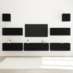 vidaXL Set Dulap TV 7 pcs Stejar negru 100 x 30 x 30 cm Lemn compozit vidaXL Set Dulap TV 7 pcs Stejar negru 100 x 30 x 30 cm Lemn compozit