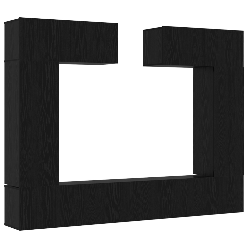 vidaXL Set TV de 8 piese – montat pe perete, stejar negru, lemn compus
