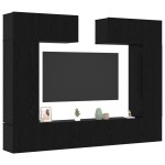 vidaXL Set TV de 8 piese – montat pe perete, stejar negru, lemn compus