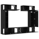 vidaXL Set TV de 8 piese – montat pe perete, stejar negru, lemn compus