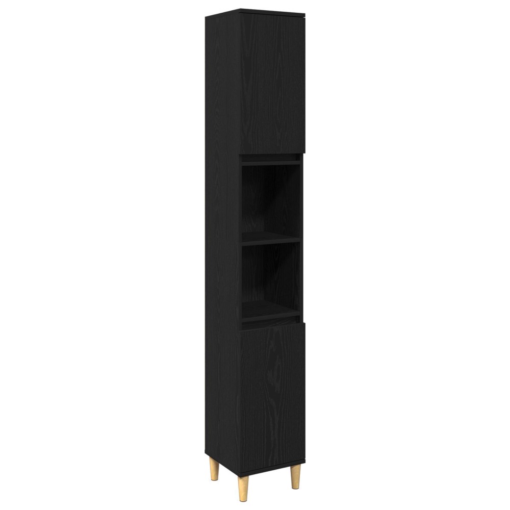 Set mobilier baie vidaXL 3 piese stejar negru lemn prelucrat