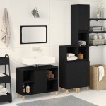 Set mobilier baie vidaXL 3 piese stejar negru lemn prelucrat Set mobilier baie vidaXL 3 piese stejar negru lemn prelucrat