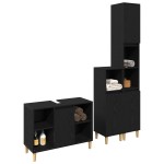 Set mobilier baie vidaXL 3 piese stejar negru lemn prelucrat Set mobilier baie vidaXL 3 piese stejar negru lemn prelucrat