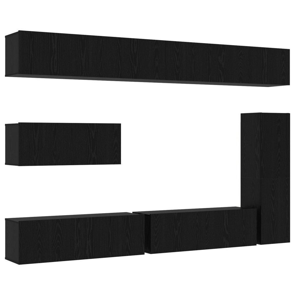 vidaXL Set comodă TV Pe perete 7 pcs Stejar negru 30.5 x 30 x 110 cm