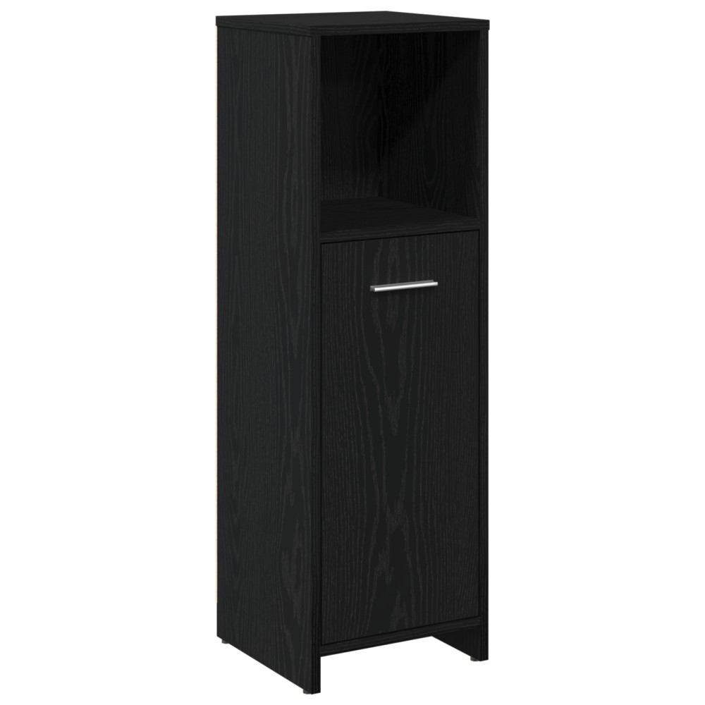 Set mobile baie vidaXL 4 piese Stejar Negru Lemn prelucrat
