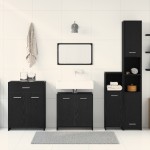 Set mobile baie vidaXL 4 piese Stejar Negru Lemn prelucrat Set mobile baie vidaXL 4 piese Stejar Negru Lemn prelucrat