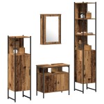 vidaXL Set de mobilier pentru baie 4 pcs Lemn vechi 33 x 33 x 185.5 cm