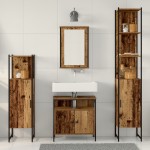 vidaXL Set de mobilier pentru baie 4 pcs Lemn vechi 33 x 33 x 185.5 cm