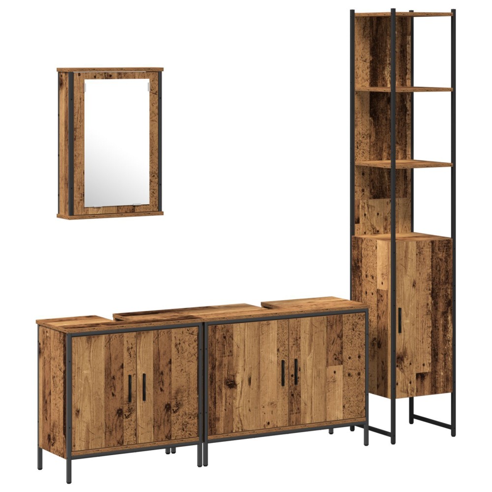 vidaXL Set de mobilier pentru baie 4 pcs Maro 33 x 33 x 185.5 cm