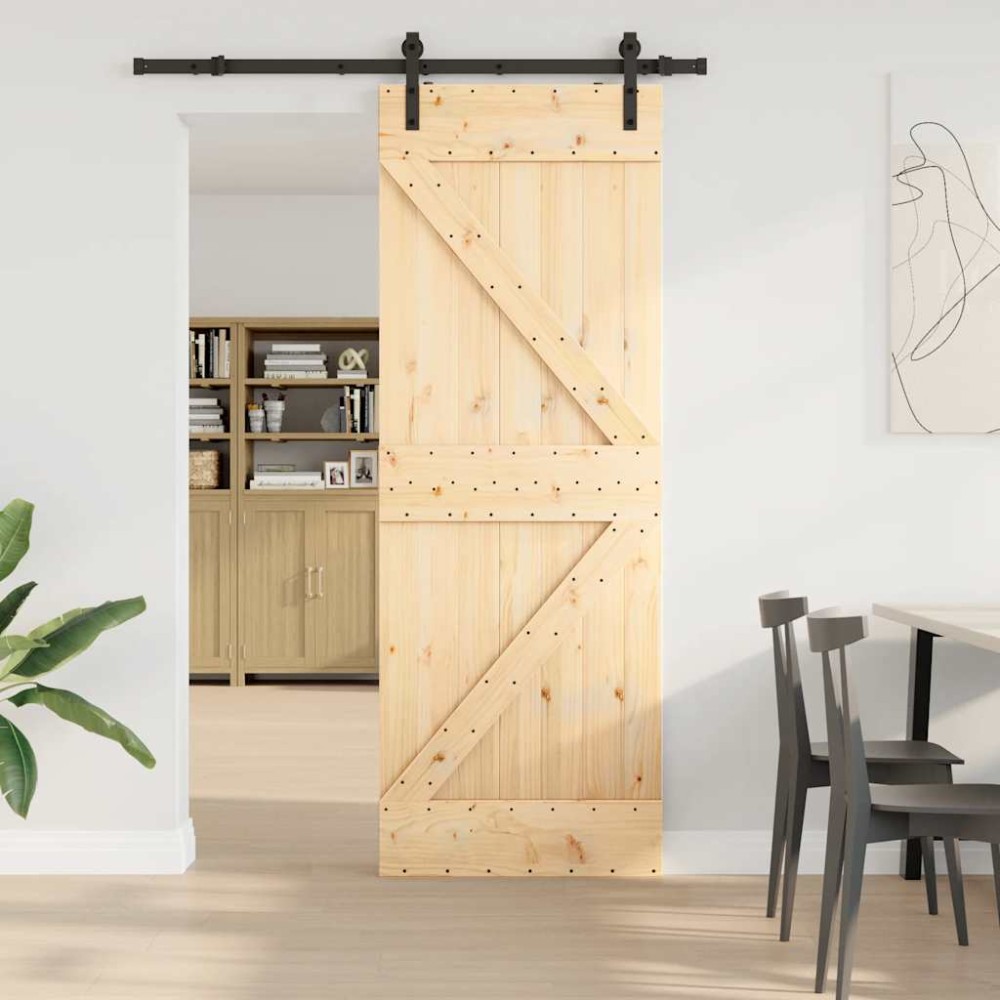 vidaXL Ușă glisantă cu set de feronerie 70x210 cm, lemn masiv de pin