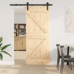 vidaXL Ușă glisantă cu set de feronerie 85x210 cm, lemn masiv de pin vidaXL Ușă glisantă cu set de feronerie 85x210 cm, lemn masiv de pin