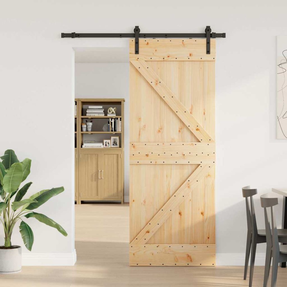 vidaXL Ușă glisantă cu set de feronerie 80x210 cm, lemn masiv de pin