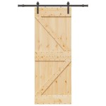 vidaXL Ușă glisantă cu set de feronerie 80x210 cm, lemn masiv de pin vidaXL Ușă glisantă cu set de feronerie 80x210 cm, lemn masiv de pin