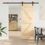 vidaXL Ușă glisantă cu set de feronerie 70x210 cm, lemn masiv de pin vidaXL Ușă glisantă cu set de feronerie 70x210 cm, lemn masiv de pin