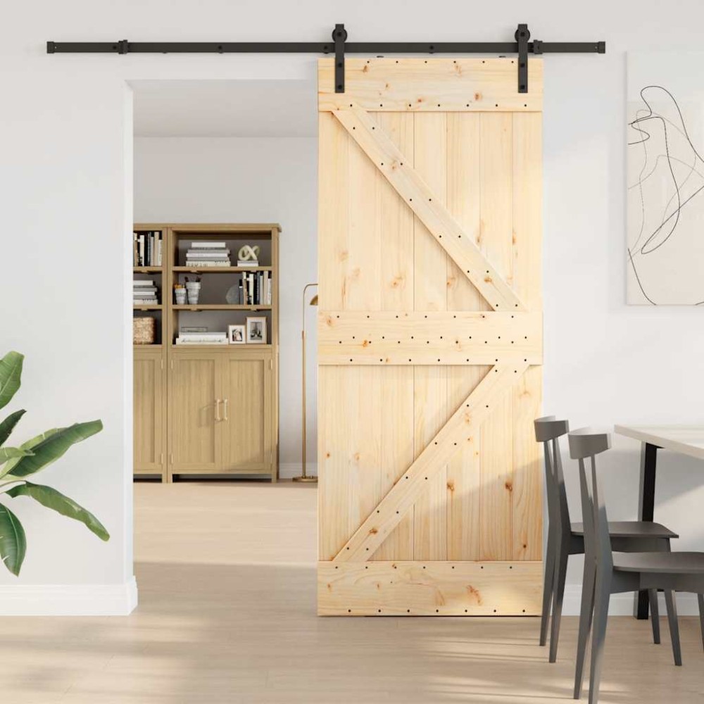 vidaXL Ușă glisantă cu set de feronerie 85x210 cm, lemn masiv de pin