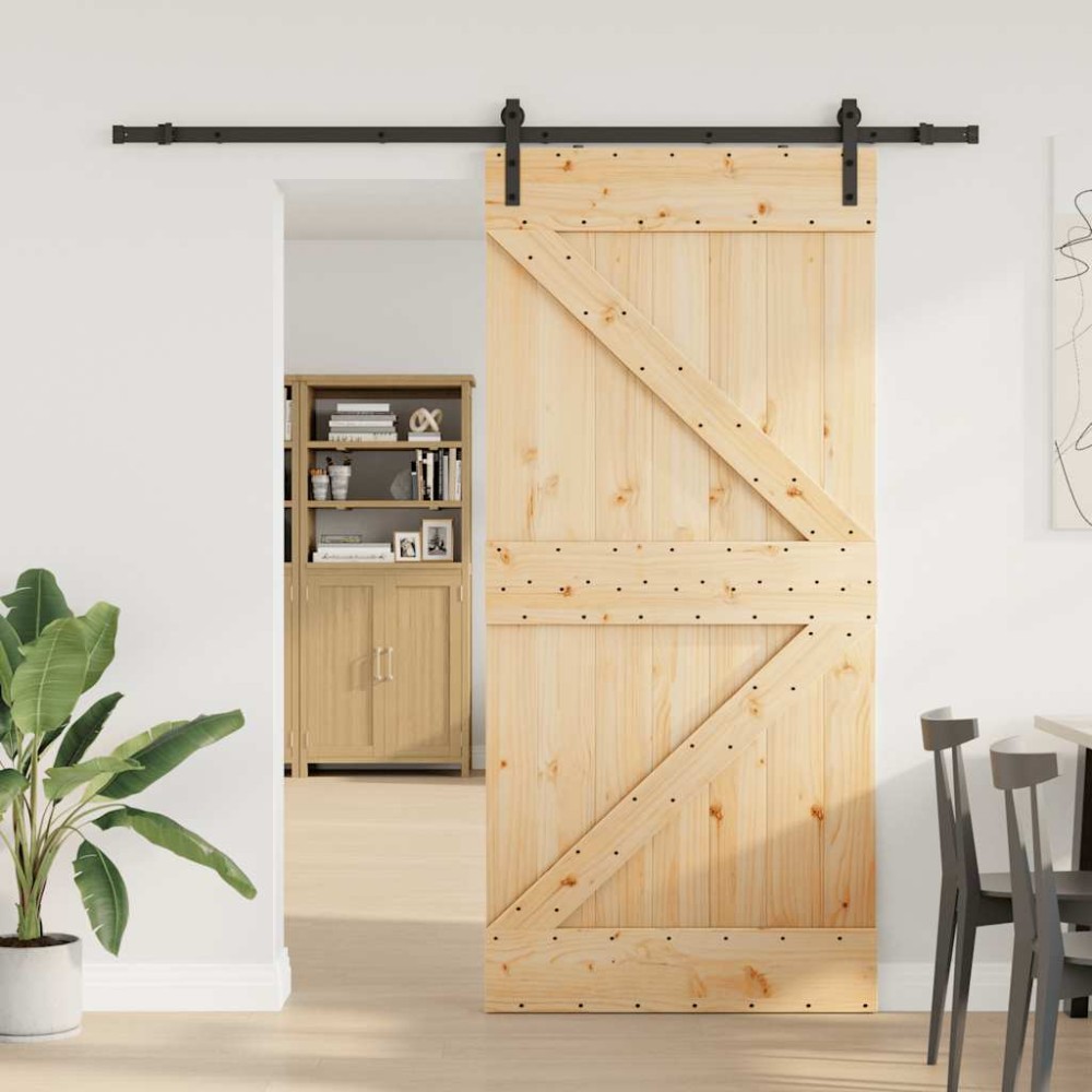 vidaXL Ușă glisantă cu set de feronerie 80x210 cm, lemn masiv de pin