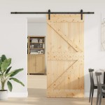 vidaXL Ușă glisantă cu set de feronerie 80x210 cm, lemn masiv de pin vidaXL Ușă glisantă cu set de feronerie 80x210 cm, lemn masiv de pin