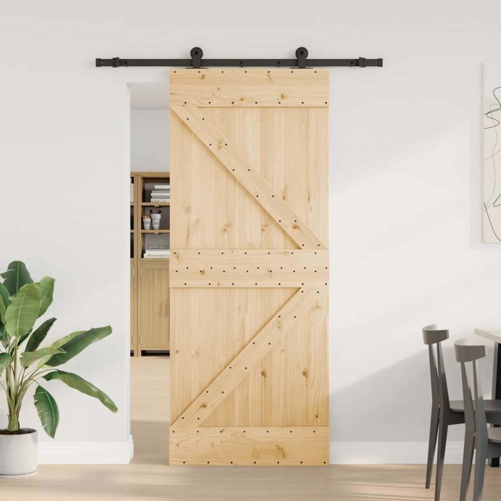 vidaXL Ușă glisantă cu set de feronerie 85x210 cm, lemn masiv de pin