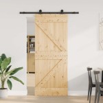 vidaXL Ușă glisantă cu set de feronerie 85x210 cm, lemn masiv de pin vidaXL Ușă glisantă cu set de feronerie 85x210 cm, lemn masiv de pin