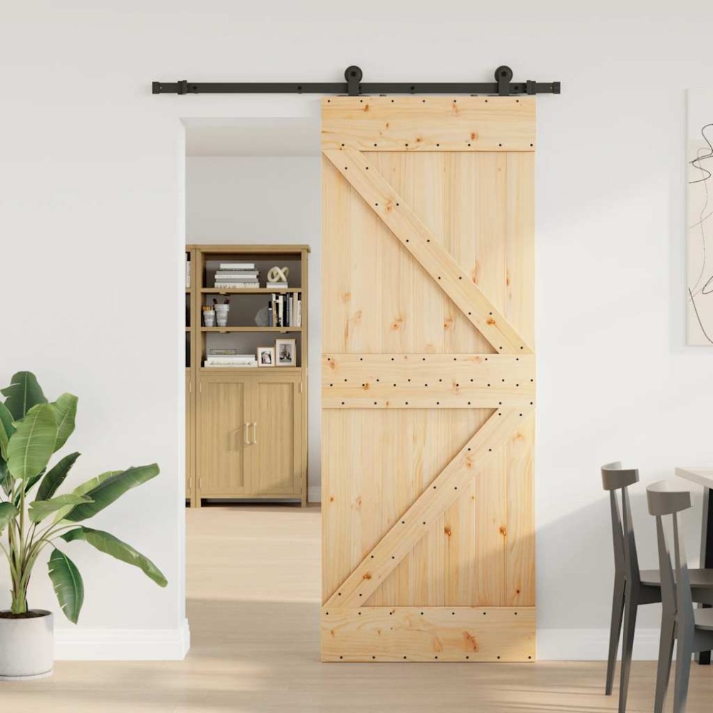 vidaXL Ușă glisantă cu set de feronerie 80x210 cm, lemn masiv de pin