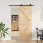 vidaXL Ușă glisantă cu set de feronerie 80x210 cm, lemn masiv de pin vidaXL Ușă glisantă cu set de feronerie 80x210 cm, lemn masiv de pin