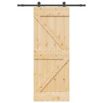 vidaXL Ușă glisantă cu set de feronerie 80x210 cm, lemn masiv de pin vidaXL Ușă glisantă cu set de feronerie 80x210 cm, lemn masiv de pin