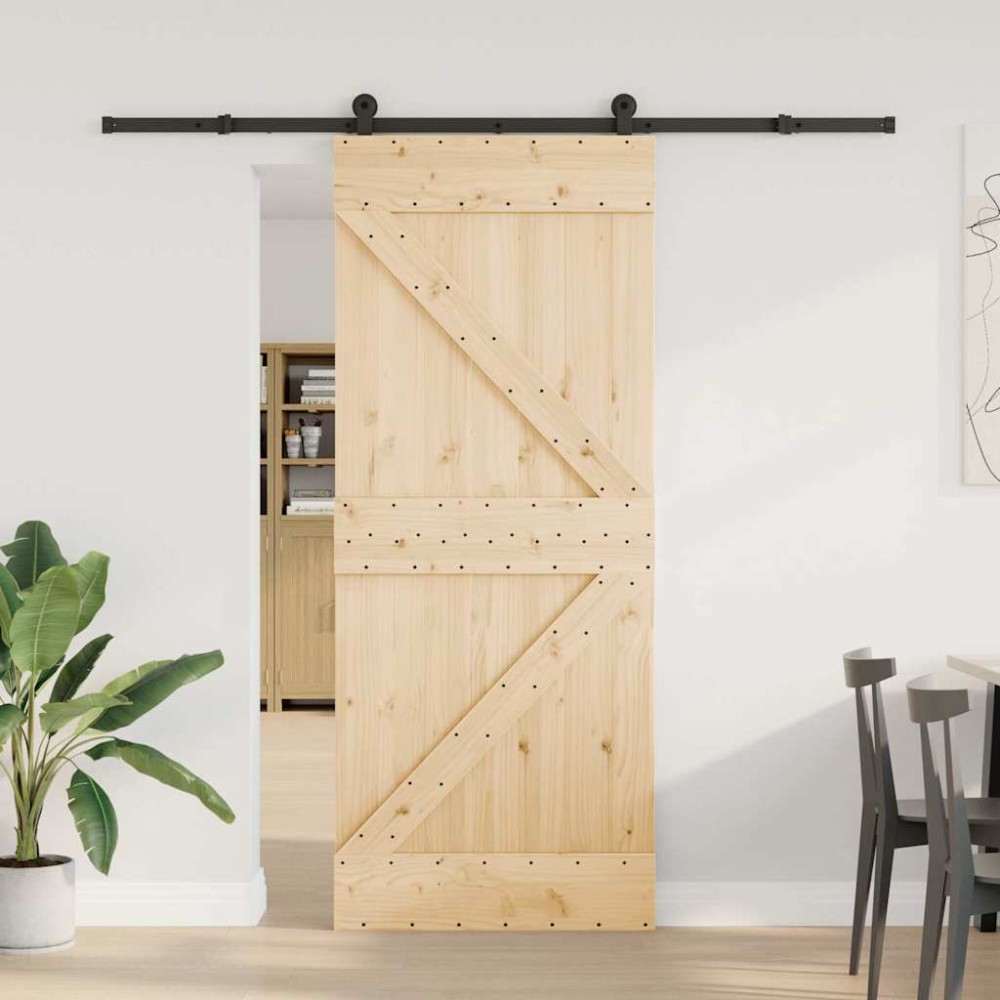 vidaXL Ușă glisantă cu set de feronerie 85x210 cm, lemn masiv de pin
