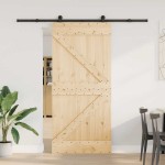vidaXL Ușă glisantă cu set de feronerie 95x210 cm, lemn masiv de pin vidaXL Ușă glisantă cu set de feronerie 95x210 cm, lemn masiv de pin