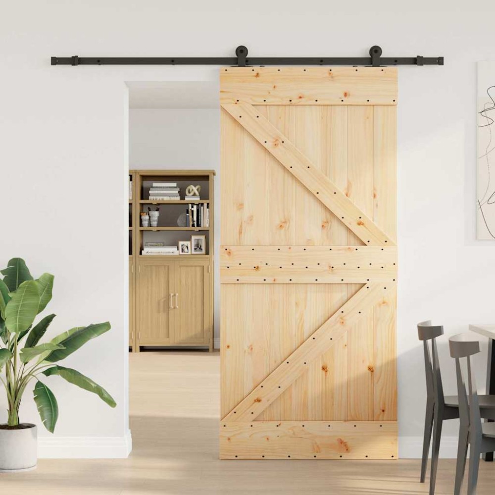 vidaXL Ușă glisantă cu set de feronerie 80x210 cm, lemn masiv de pin