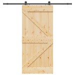 vidaXL Ușă glisantă cu set feronerie, 100x210 cm, lemn masiv de pin vidaXL Ușă glisantă cu set feronerie, 100x210 cm, lemn masiv de pin