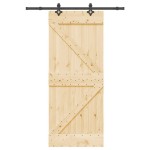vidaXL Ușă glisantă cu set de feronerie 85x210 cm, lemn masiv de pin vidaXL Ușă glisantă cu set de feronerie 85x210 cm, lemn masiv de pin