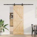 vidaXL Ușă glisantă cu set de feronerie 70x210 cm, lemn masiv de pin vidaXL Ușă glisantă cu set de feronerie 70x210 cm, lemn masiv de pin