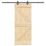 vidaXL Ușă glisantă cu set de feronerie 85x210 cm, lemn masiv de pin vidaXL Ușă glisantă cu set de feronerie 85x210 cm, lemn masiv de pin