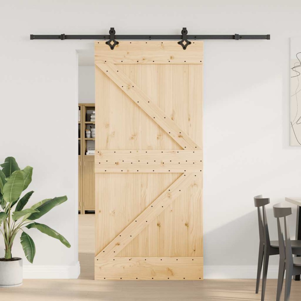 vidaXL Ușă glisantă cu set de feronerie 95x210 cm, lemn masiv de pin