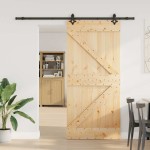vidaXL Ușă glisantă cu set de feronerie 80x210 cm, lemn masiv de pin vidaXL Ușă glisantă cu set de feronerie 80x210 cm, lemn masiv de pin