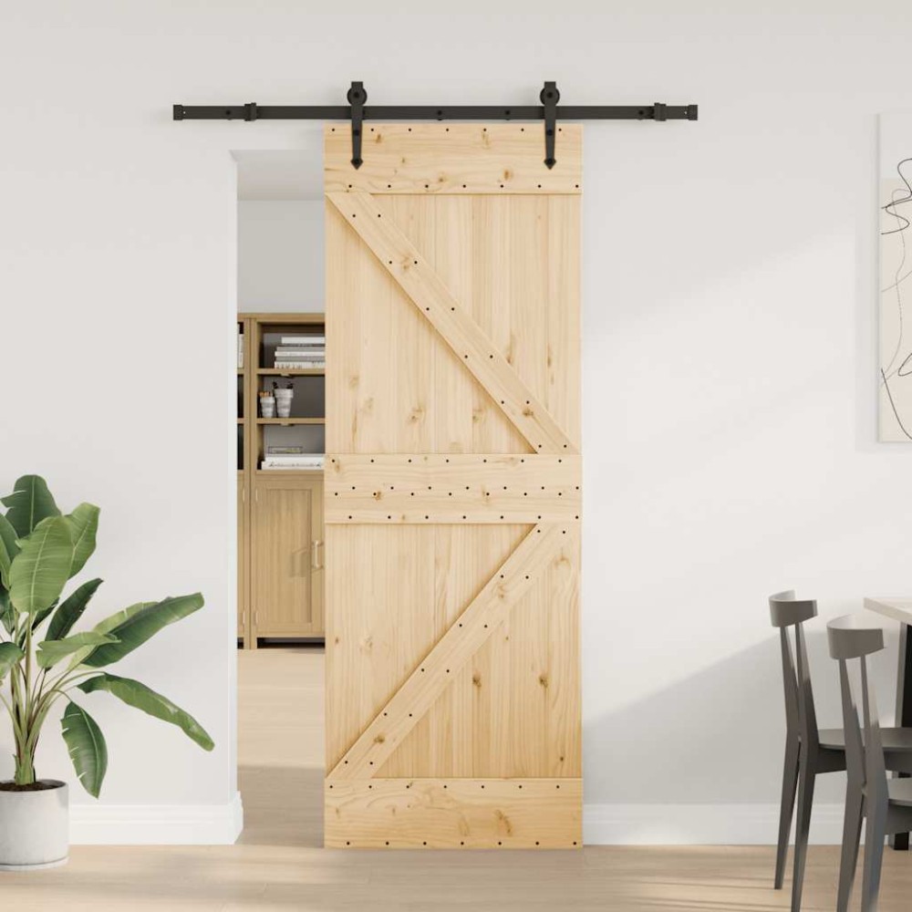 vidaXL Ușă glisantă cu set de feronerie 70x210 cm, lemn masiv de pin