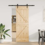 vidaXL Ușă glisantă cu set de feronerie 70x210 cm, lemn masiv de pin vidaXL Ușă glisantă cu set de feronerie 70x210 cm, lemn masiv de pin