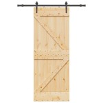 vidaXL Ușă glisantă cu set de feronerie 80x210 cm, lemn masiv de pin vidaXL Ușă glisantă cu set de feronerie 80x210 cm, lemn masiv de pin