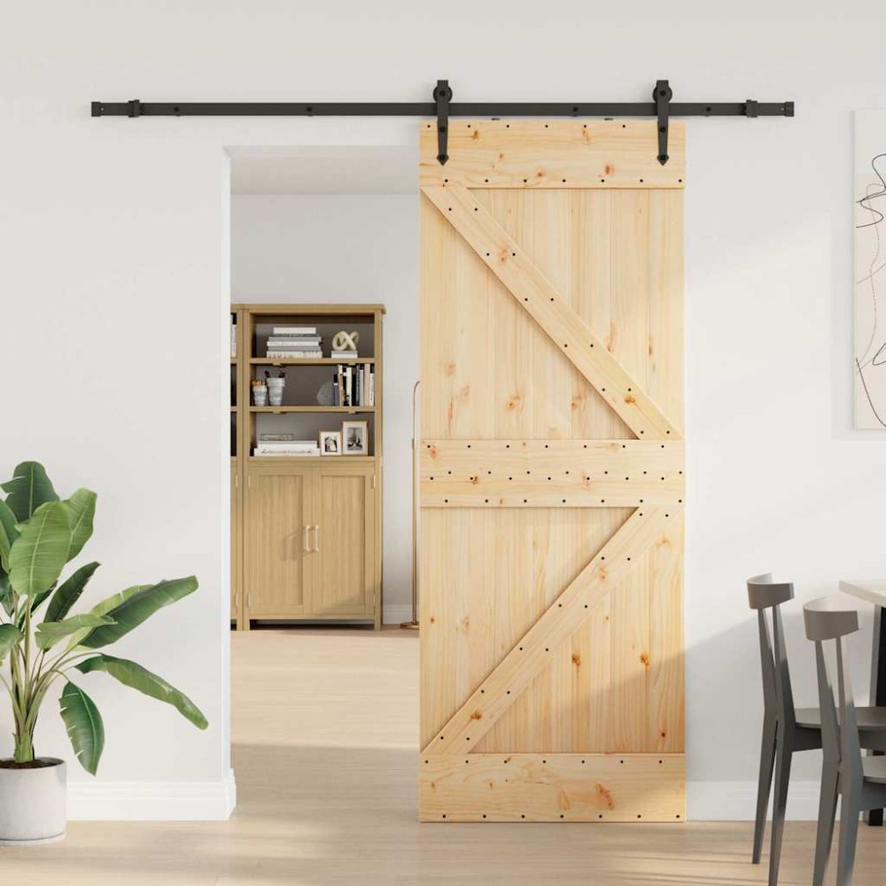 vidaXL Ușă glisantă cu set de feronerie 80x210 cm, lemn masiv de pin