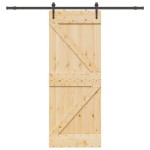 vidaXL Ușă glisantă cu set de feronerie 80x210 cm, lemn masiv de pin vidaXL Ușă glisantă cu set de feronerie 80x210 cm, lemn masiv de pin