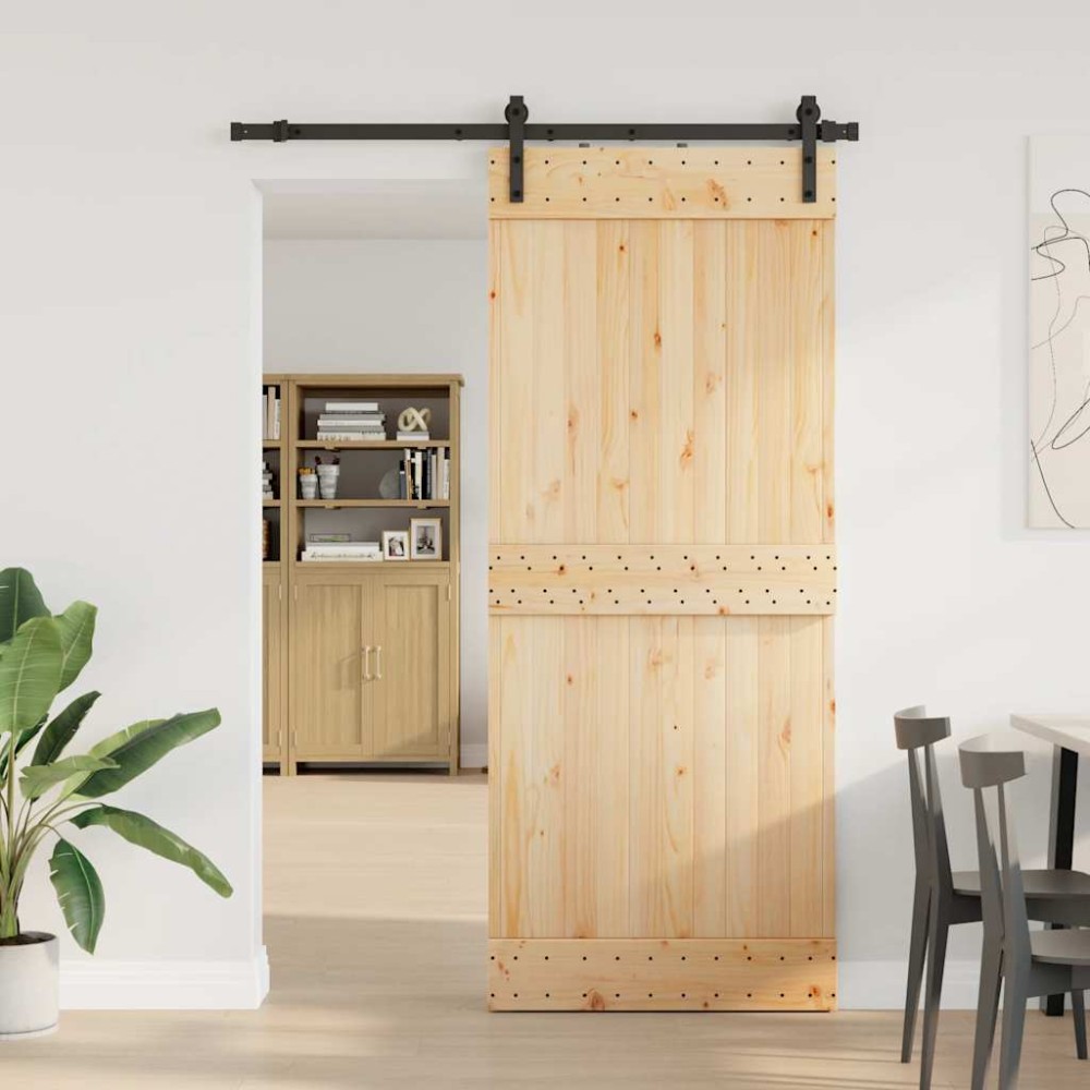 vidaXL Ușă glisantă cu set de feronerie 85x210 cm, lemn masiv de pin