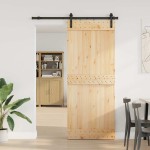 vidaXL Ușă glisantă cu set de feronerie 85x210 cm, lemn masiv de pin vidaXL Ușă glisantă cu set de feronerie 85x210 cm, lemn masiv de pin