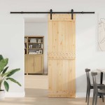 vidaXL Ușă glisantă cu set de feronerie 70x210 cm, lemn masiv de pin vidaXL Ușă glisantă cu set de feronerie 70x210 cm, lemn masiv de pin